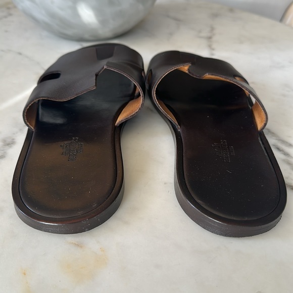 HERMÉS “izmir” brown leather sandal - Picture 9 of 9